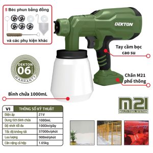 Máy phun sơn dùng pin 21V Dekton M21-SPS1000X (Chưa Pin & Sạc)